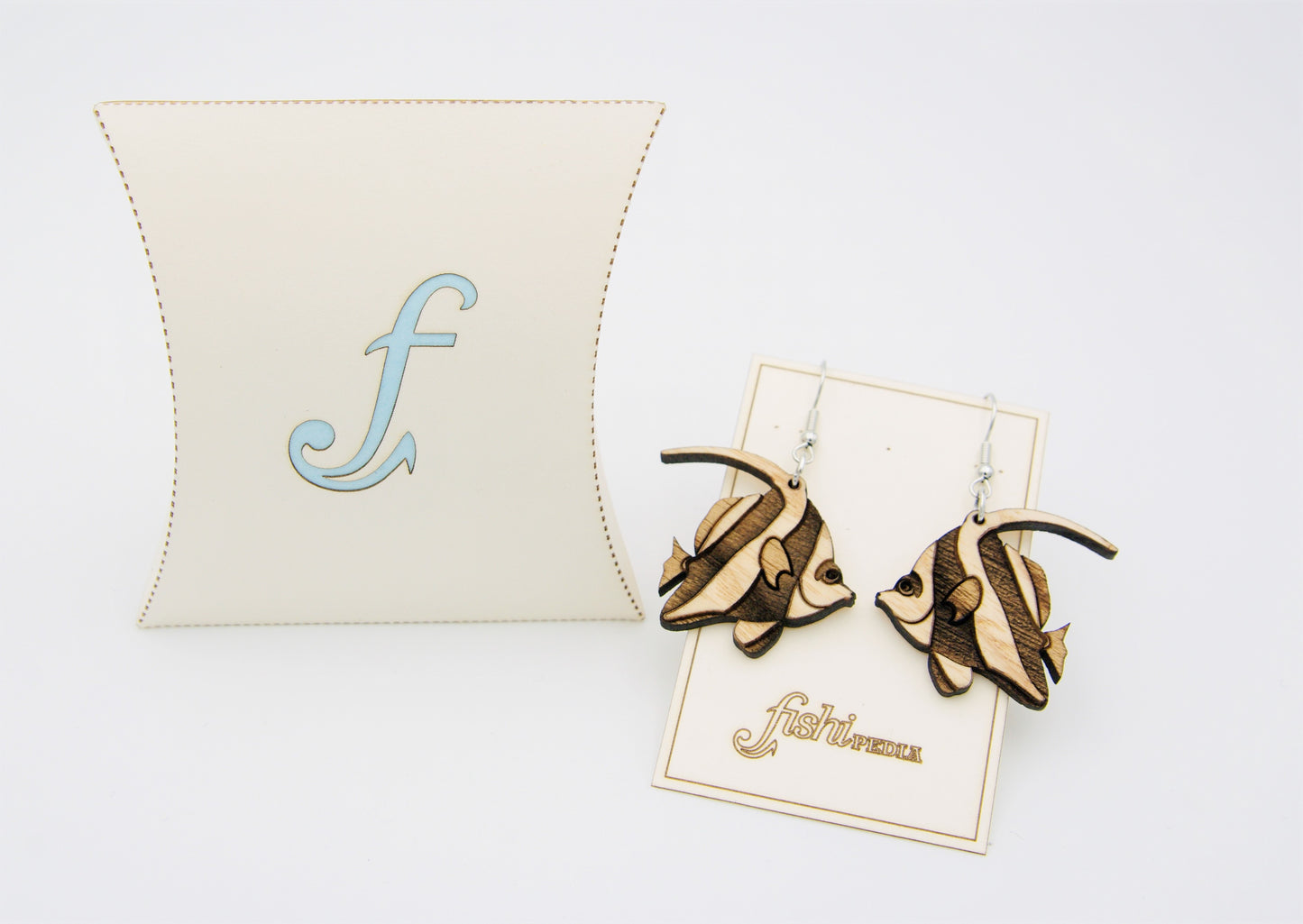 Boucles d'oreilles POISSON COCHER en bois (frêne)