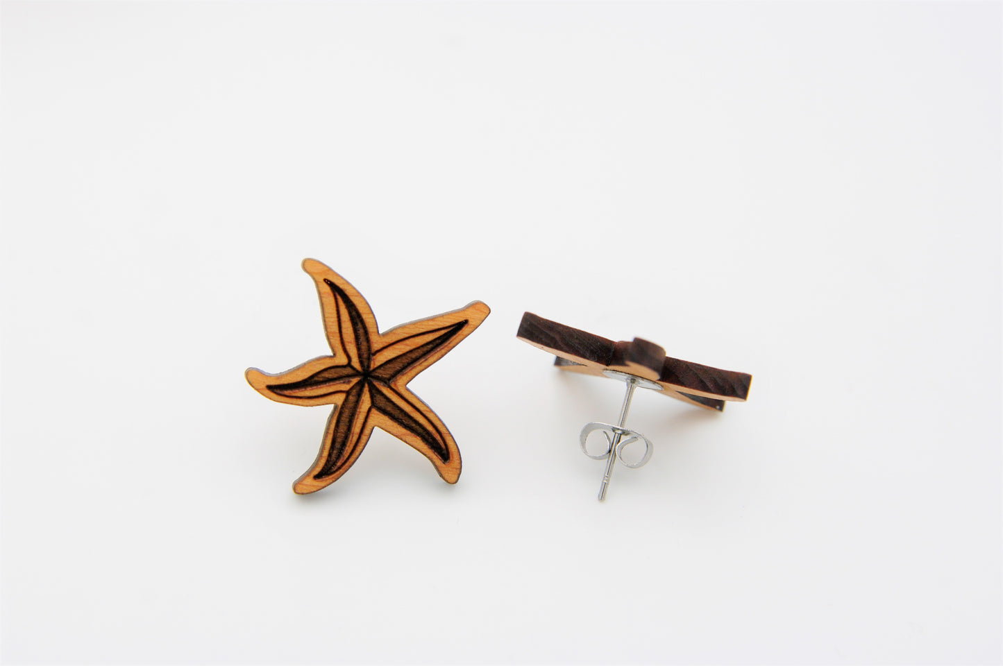 Boucles d'oreilles ETOILE DE MER en bois (if)